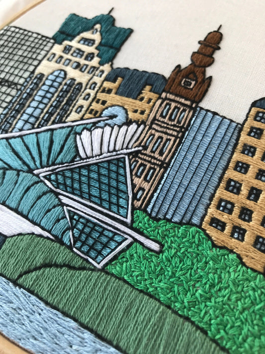 Milwaukee, WI, Cityscape - Hand Embroidery Pattern (PDF)