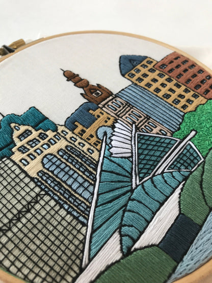 Milwaukee, WI, Cityscape - Hand Embroidery Pattern (PDF)