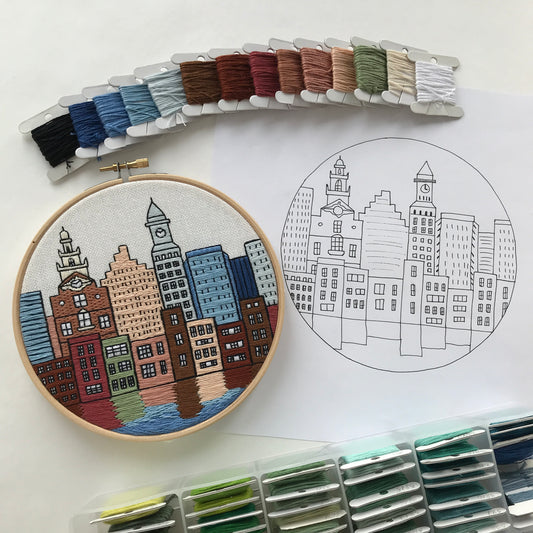 Boston, MA, Embroidery Art - Hand Embroidery Pattern (PDF)