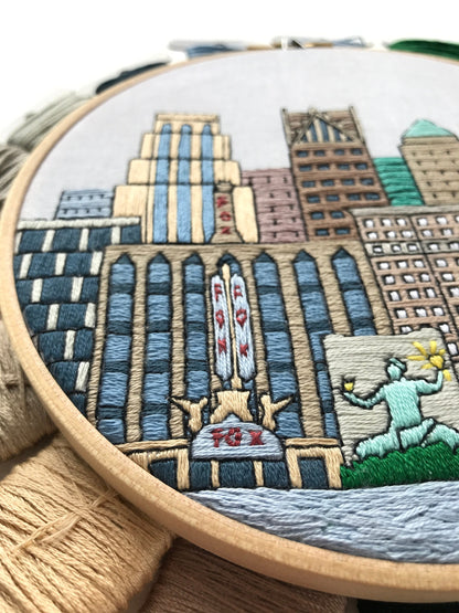 Detroit, MI, Cityscape - Hand Embroidery Pattern (PDF)
