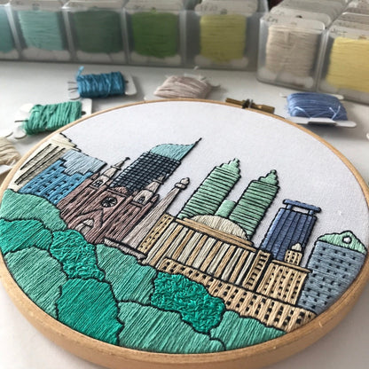 Jakarta, Indonesia, Cityscape - Hand Embroidery Pattern (PDF)