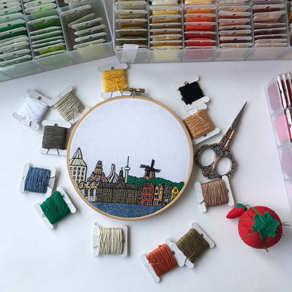 Rotterdam, Netherlands, Cityscape - Hand Embroidery Pattern (PDF)