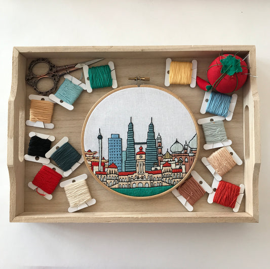 Kuala Lumpur, Malaysia, Cityscape - Hand Embroidery Pattern (PDF)