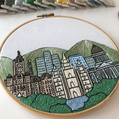 Salt Lake City, UT, Skyline - Hand Embroidery Pattern (PDF)