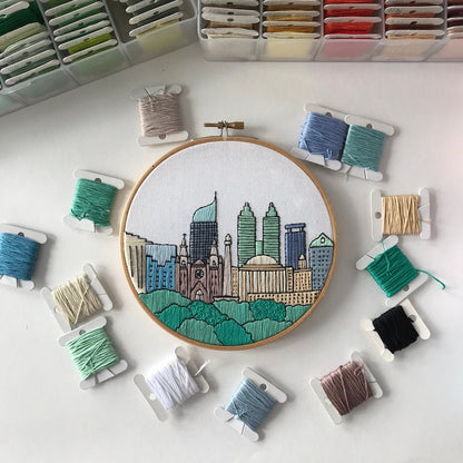 Jakarta, Indonesia, Cityscape - Hand Embroidery Pattern (PDF)