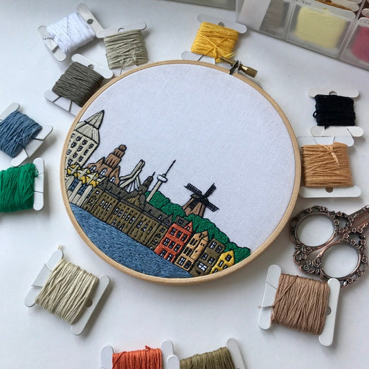 Rotterdam, Netherlands, Cityscape - Hand Embroidery Pattern (PDF)