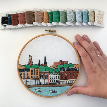Portland, ME, Cityscape - Hand Embroidery Pattern (PDF)