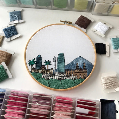 Santiago, Chile, Cityscape - Hand Embroidery Pattern (PDF)