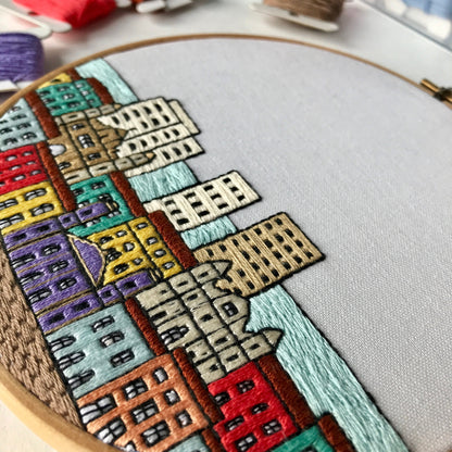 Salvador da Bahia, Brazil, Cityscape - Hand Embroidery Pattern (PDF)