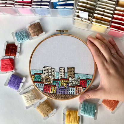 Salvador da Bahia, Brazil, Cityscape - Hand Embroidery Pattern (PDF)