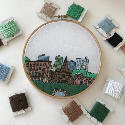 Fort Worth, TX, Cityscape - Hand Embroidery Pattern (PDF)