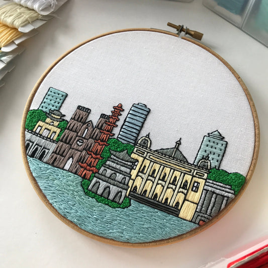 Hanoi, Vietnam, Architecture - Hand Embroidery Pattern (PDF)