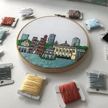 Hanoi, Vietnam, Architecture - Hand Embroidery Pattern (PDF)