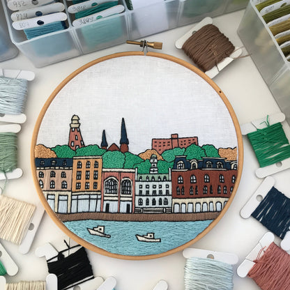 Portland, ME, Cityscape - Hand Embroidery Pattern (PDF)