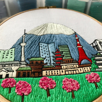 Tokyo, Japan, Cityscape - Hand Embroidery Pattern (PDF)