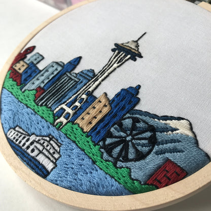 Seattle, WA, Skyline - Hand Embroidery Pattern (PDF)