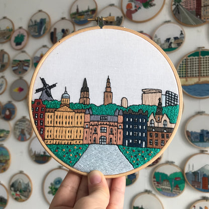 Amsterdam, Netherlands, Cityscape - Hand Embroidery Pattern (PDF)