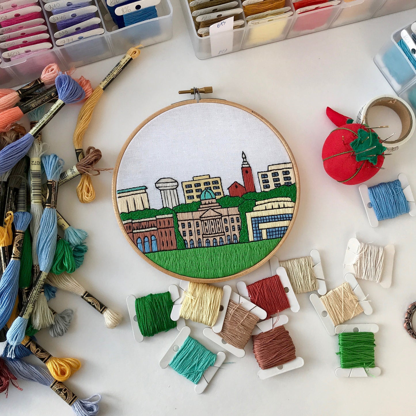 College Station, TX, Cityscape - Hand Embroidery Pattern (PDF)