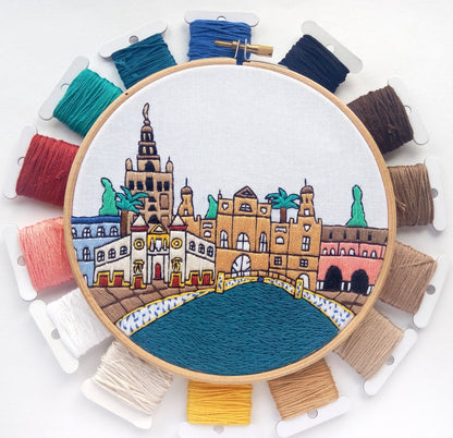 Seville, Spain, Cityscape - Hand Embroidery Pattern (PDF)