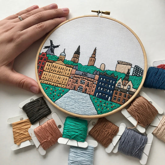 Amsterdam, Netherlands, Cityscape - Hand Embroidery Pattern (PDF)