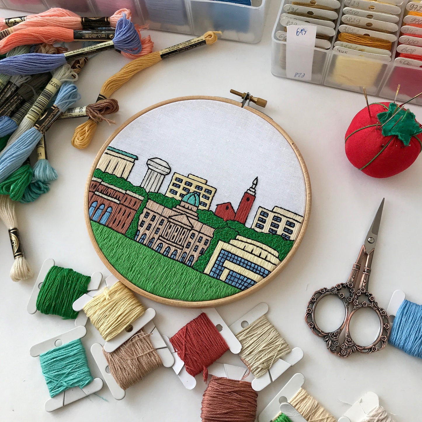 College Station, TX, Cityscape - Hand Embroidery Pattern (PDF)