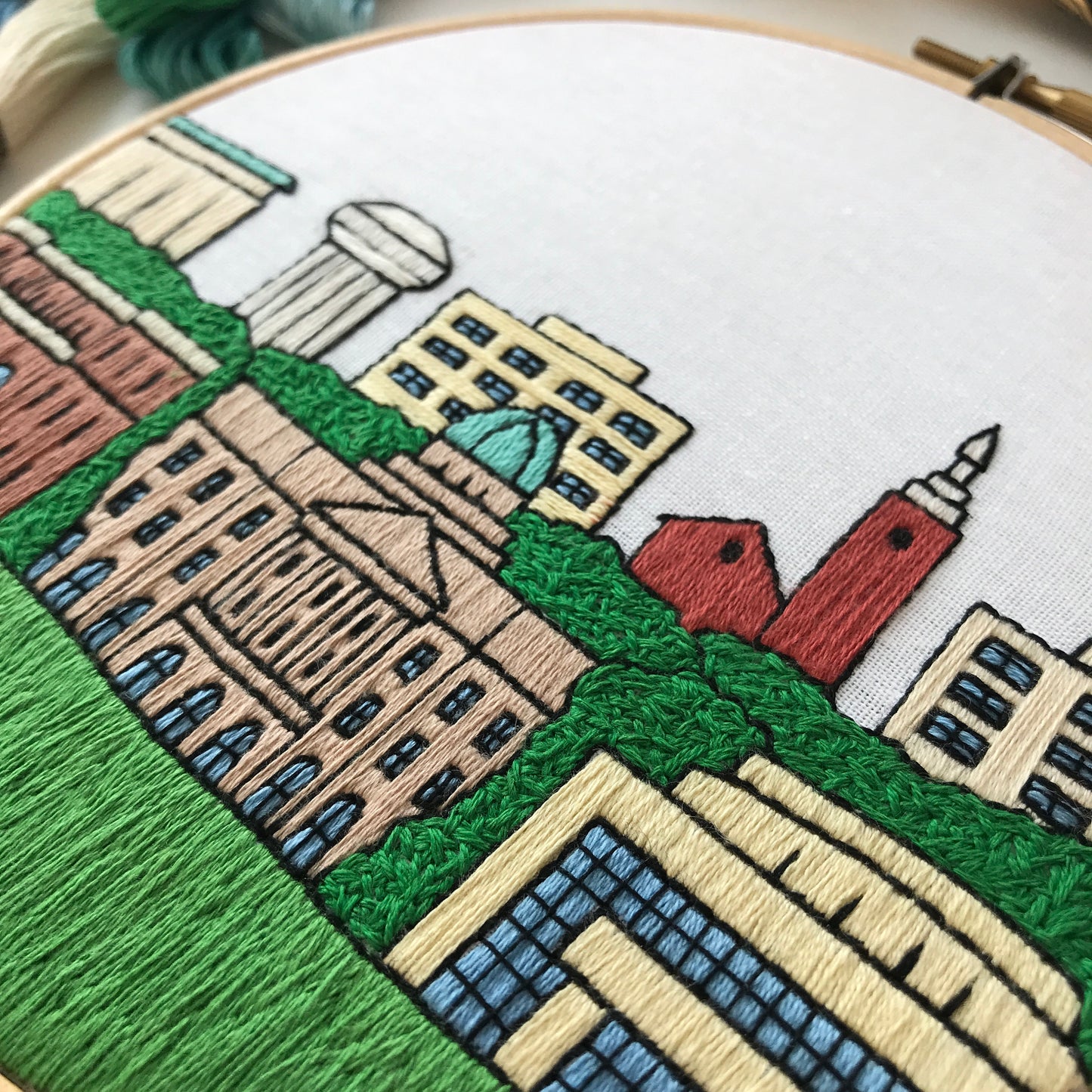 College Station, TX, Cityscape - Hand Embroidery Pattern (PDF)