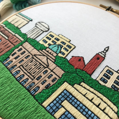 College Station, TX, Cityscape - Hand Embroidery Pattern (PDF)