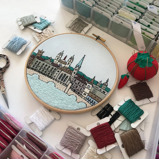Zurich, Switzerland, Cityscape - Hand Embroidery Pattern (PDF)