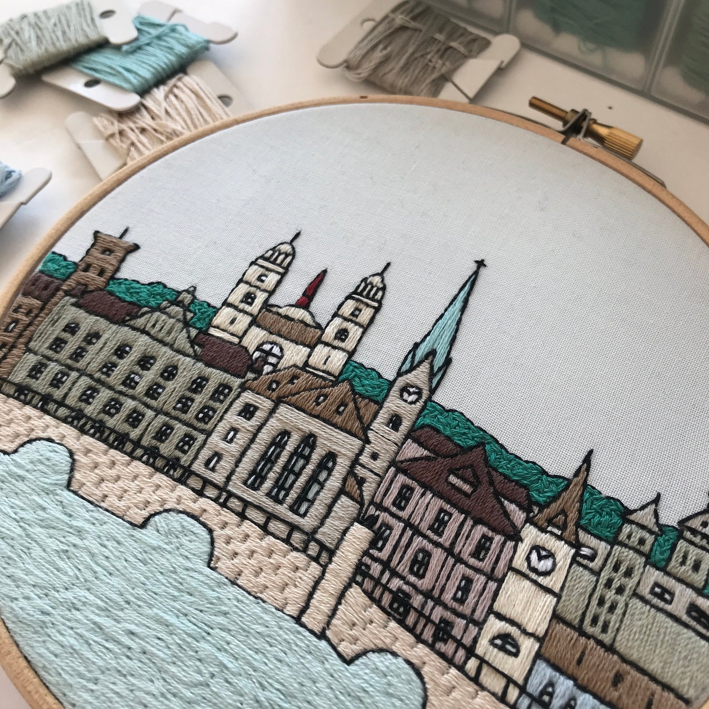 Zurich, Switzerland, Cityscape - Hand Embroidery Pattern (PDF)