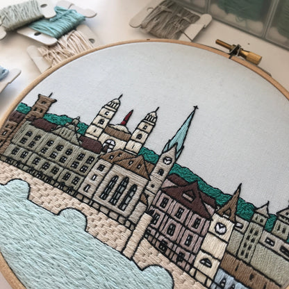 Zurich, Switzerland, Cityscape - Hand Embroidery Pattern (PDF)