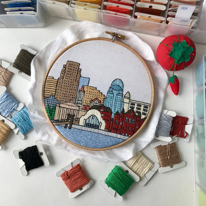 Cincinnati, OH, Cityscape - Hand Embroidery Pattern (PDF)