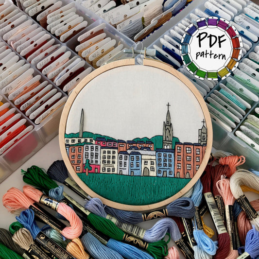 Dublin, Ireland, Cityscape - Hand Embroidery Pattern (PDF)