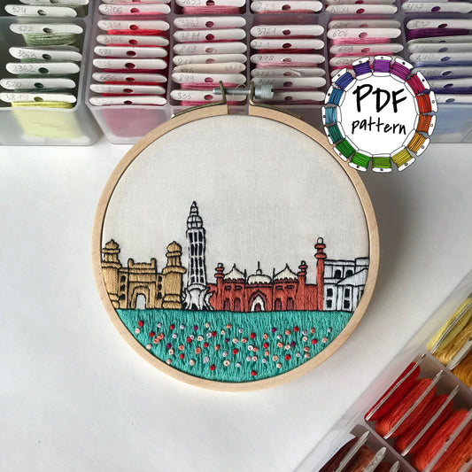 Lahore, Pakistan, Cityscape - Hand Embroidery Pattern (PDF)