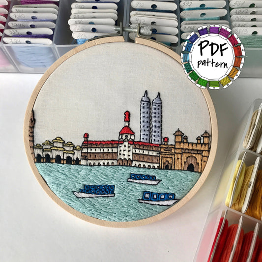 Mumbai, India, Cityscape - Hand Embroidery Pattern (PDF)