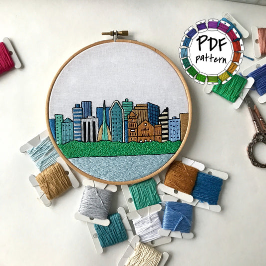 Perth, Australia, Cityscape - Hand Embroidery Pattern (PDF)