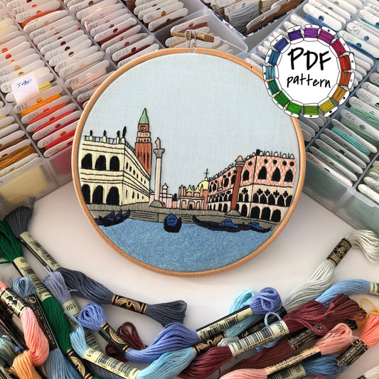 Venice, Italy, Cityscape - Hand Embroidery Pattern (PDF)