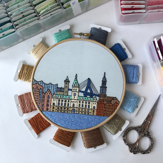 Hamburg, Germany, Cityscape - Hand Embroidery Pattern (PDF)