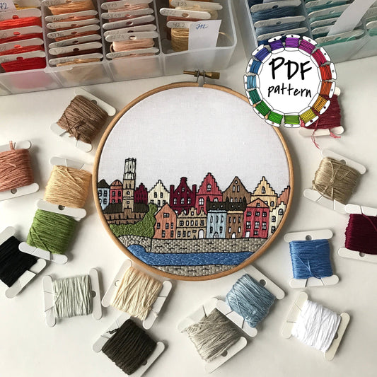 Bruges, Belgium, Architecture - Hand Embroidery Pattern (PDF)