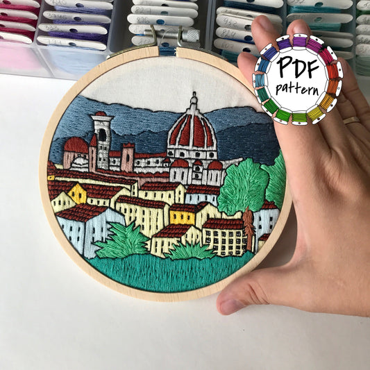 Florence, Italy, Cityscape - Hand Embroidery Pattern (PDF)
