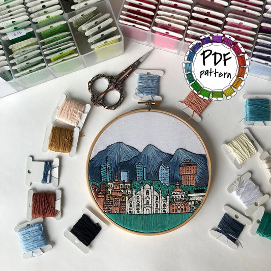 Milan, Italy, Architecture - Hand Embroidery Pattern (PDF)