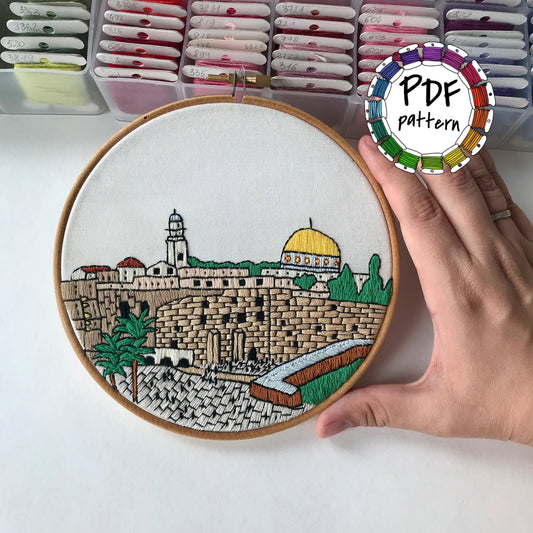 Jerusalem, Israel, Cityscape - Hand Embroidery Pattern (PDF)
