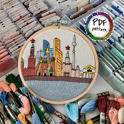 Moscow, Russia, Landmarks - Hand Embroidery Pattern (PDF)