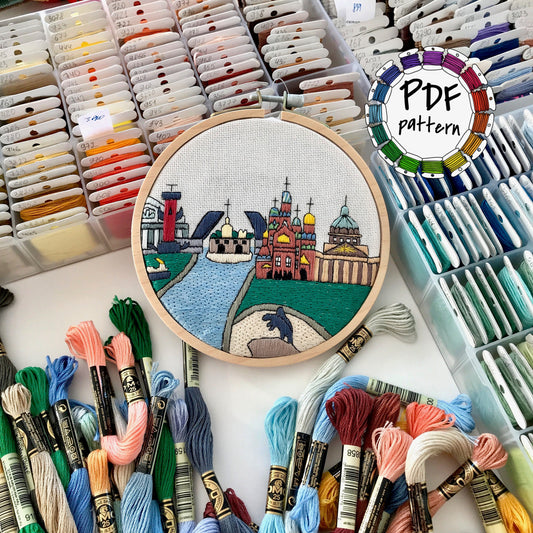 Saint Petersburg, Russia, Cityscape - Hand Embroidery Pattern (PDF)