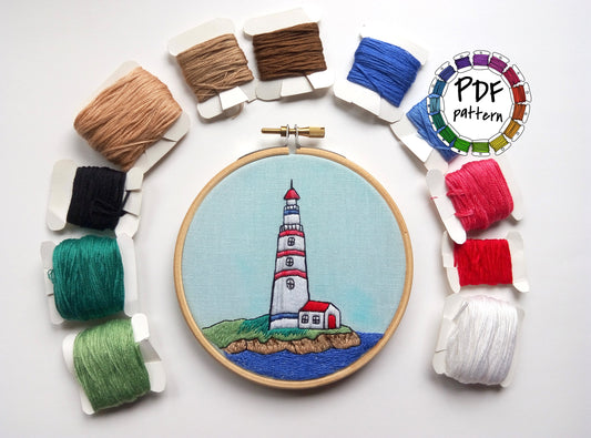Lighthouse, Hand Embroidery Pattern (PDF)