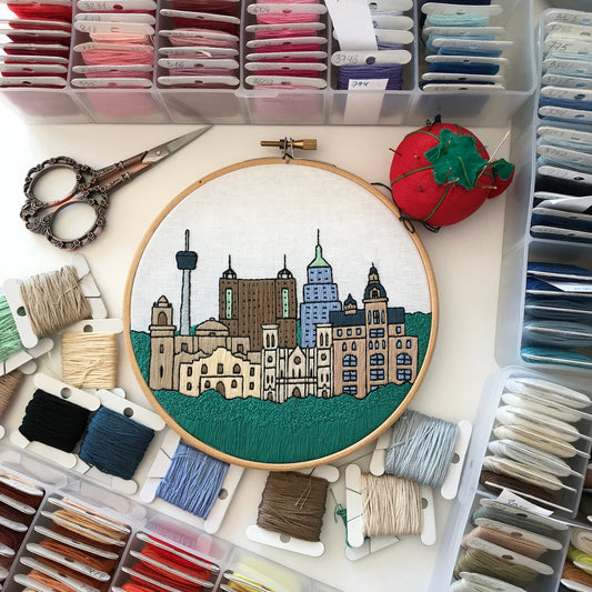 San Antonio, TX, Cityscape - Hand Embroidery Pattern (PDF)