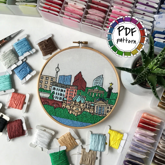 Berlin, Germany, Cityscape - Hand Embroidery Pattern (PDF)