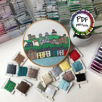 St. John's Newfoundland, Canada, Cityscape - Hand Embroidery Pattern (PDF)