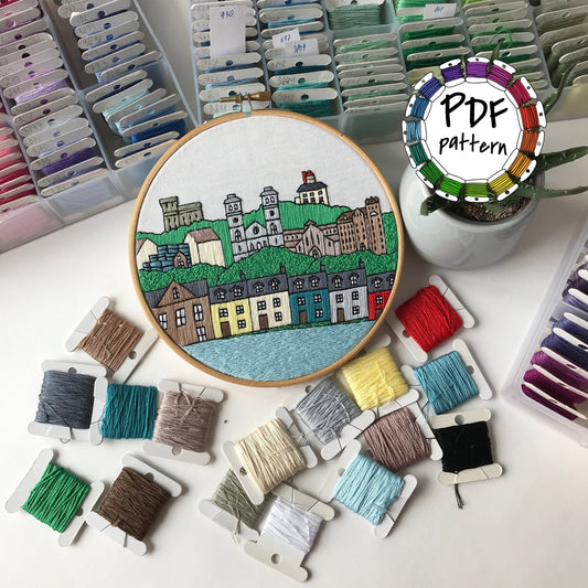 St. John's Newfoundland, Canada, Cityscape - Hand Embroidery Pattern (PDF)