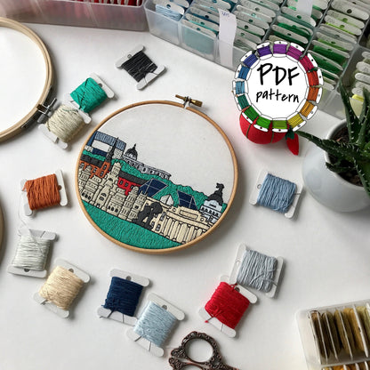 Madrid, Spain, Cityscape - Hand Embroidery Pattern (PDF)