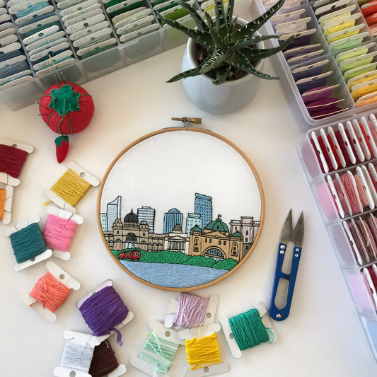 Melbourne, Australia, Cityscape - Hand Embroidery Pattern (PDF)